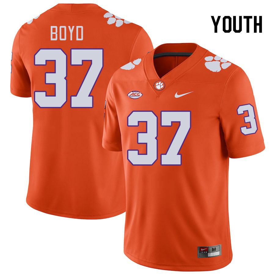 Youth Clemson Tigers Liam Boyd #37 College Orange NCAA Authentic Football Stitched Jersey 23IF30WW